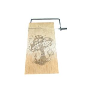 Handmade Wooden Cheese Slicer with Mushroom Engraving